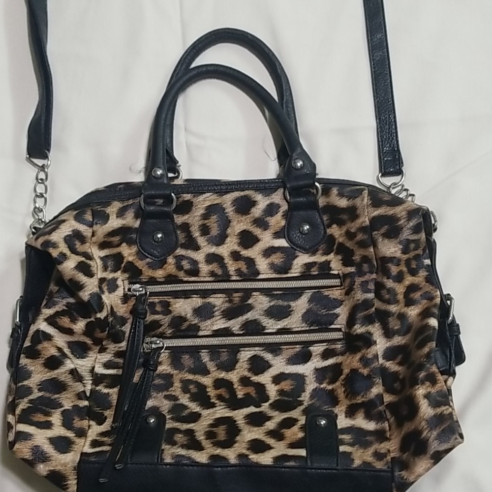 Leopard Print Bag With Short Handles & Long Strap - image 1